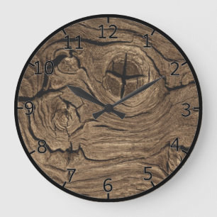 Wood Bark Large Clock
