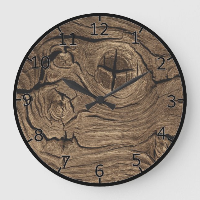 Wood Bark Large Clock (Front)