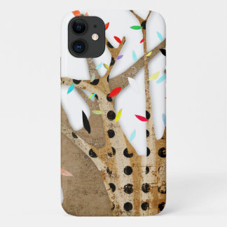 Wood Bark Polka Dots Wedding Tree iPhone 11 Case