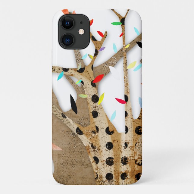 Wood Bark Polka Dots Wedding Tree Case-Mate iPhone Case (Back)