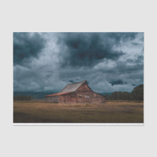 Wood Barn Standing Guard Against Storm Tissue Paper