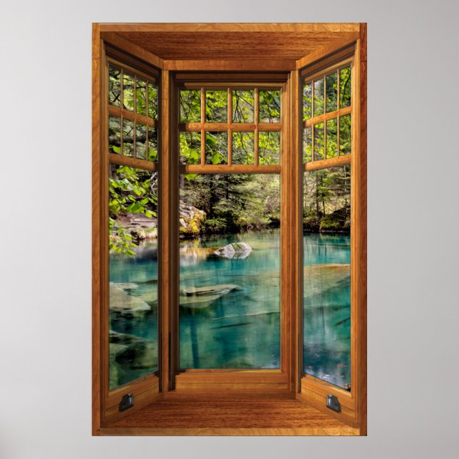 Wood Bay Window Illusion - Blue Lagoon Poster (Front)