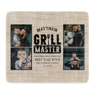 Wood BBQ Grill Master Best Dad Ever Photo  Cutting Board
