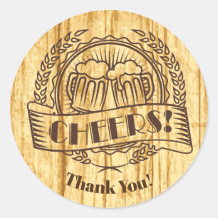 wood, beer, rustic, adult party, thank you sticker