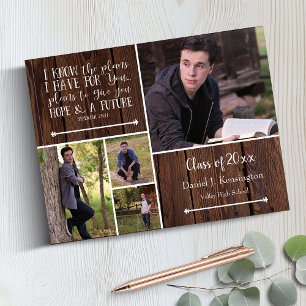 Wood Bible Verse Photo Collage Graduation Guest Book
