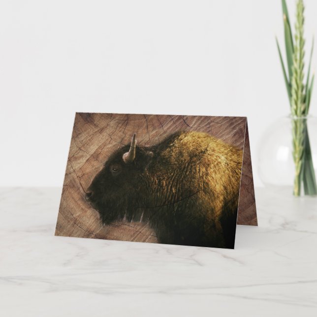 Wood Bison Buffalo Note Card (Front)
