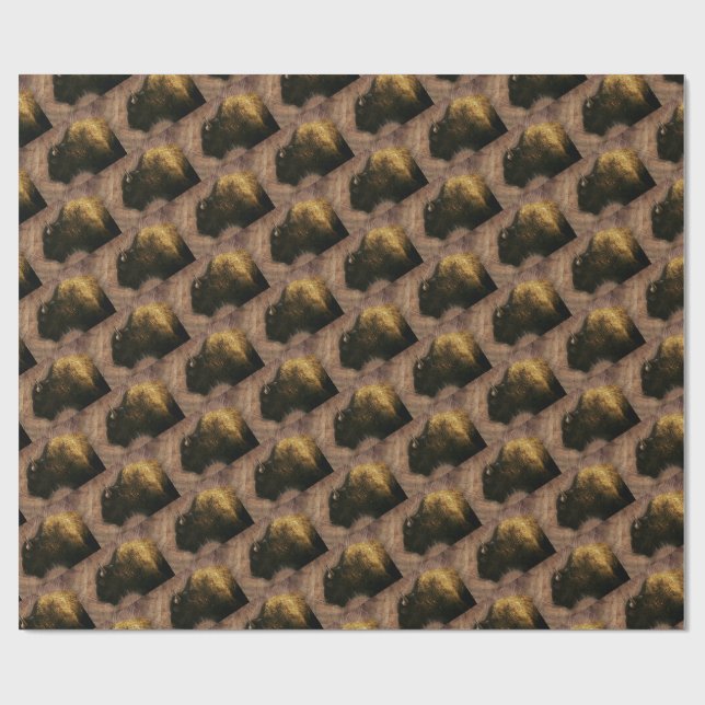 Wood Bison Buffalo Wrapping Paper (Flat)