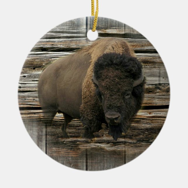 Wood Bison Ceramic Tree Decoration (Front)