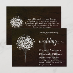 Wood Black & White Romantic Calligraphy wedding I Invitation