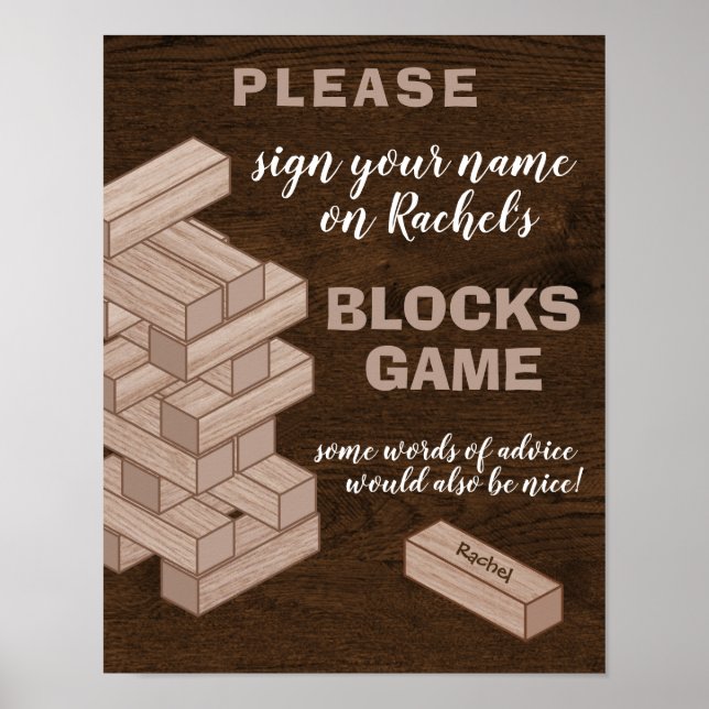 Wood Blocks Party Event Guestbook Sign Guest Book (Front)