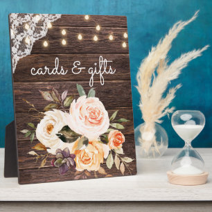 Wood Blush Floral Cards & Gifts Sign Easel 2 Plaque