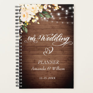 Wood & Blush Rose Greenery Floral Wedding Planner