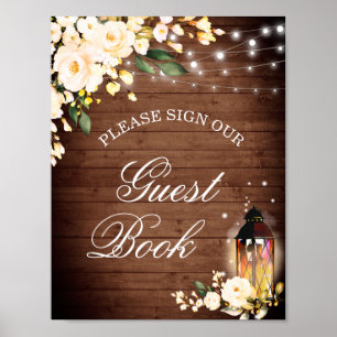 Wood & Blush Roses Greenery Our Guestbook Sign