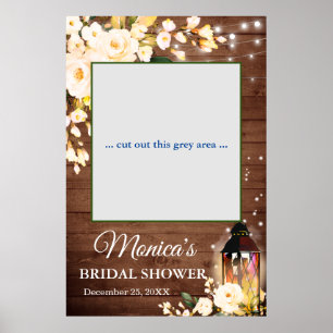Wood & Blush Roses Rustic Bridal Shower Photo Prop Poster
