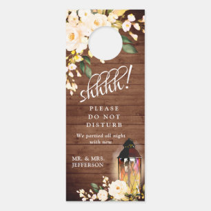 Wood & Blush Roses Wedding Welcome Do Not Disturb Door Hanger