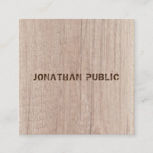 Wood Board Plank Look Distressed Text Elegant Square Business Card