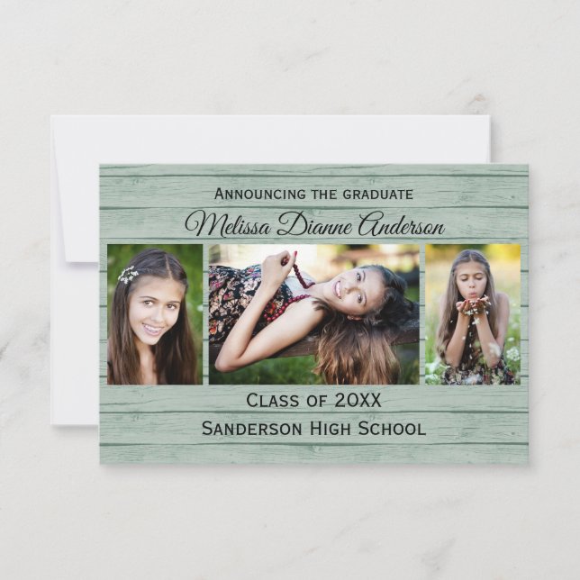 Wood Boards Background-3x5 Graduation Announcement (Front)