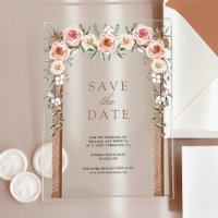 Wood Boho Floral Canopy Wedding Save the Date