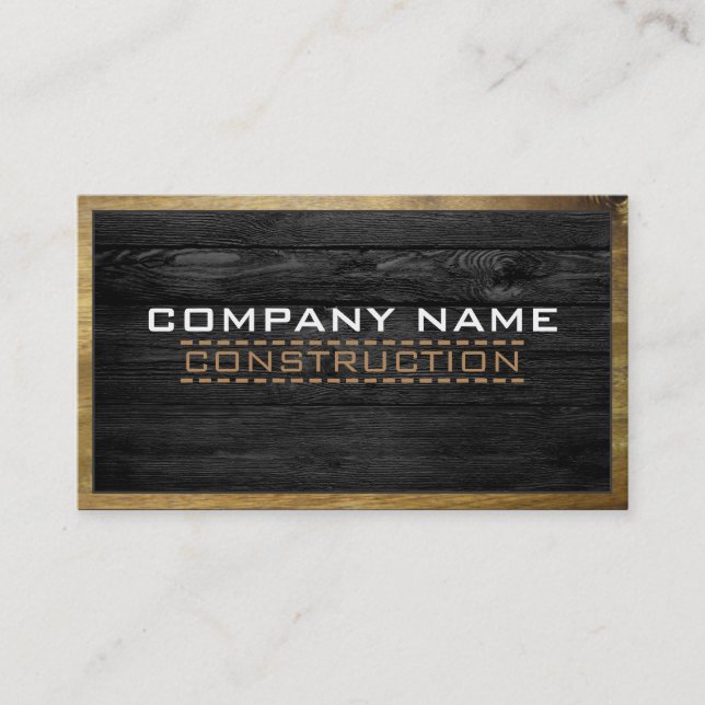 Wood Border Construction Elegant Wooden Look #11 Business Card (Front)