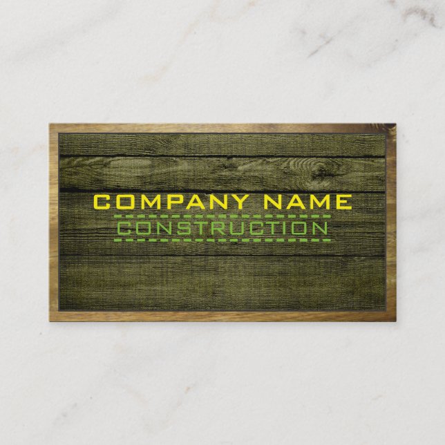 Wood Border Construction Elegant Wooden Look #12 Business Card (Front)