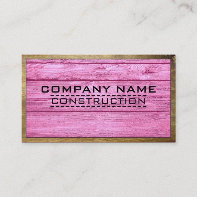 Wood Border Construction Elegant Wooden Look #21 Business Card (Front)