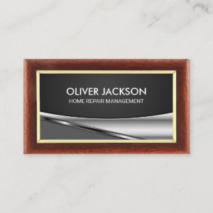 Wood Border   Metallic Background Business Card
