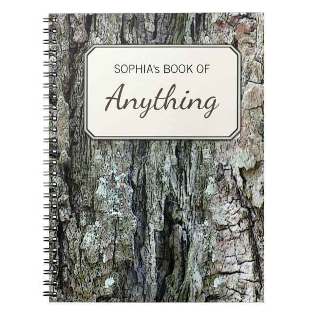 Wood Botanical Old Pine Bark  Photo Personalised Notebook (Front)
