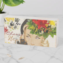 Wood Box Sign, Floral Flowers Choose Happy 