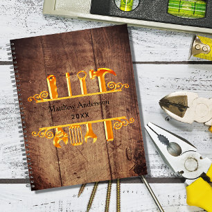 Wood brown gold tools home repairs business 2025 planner