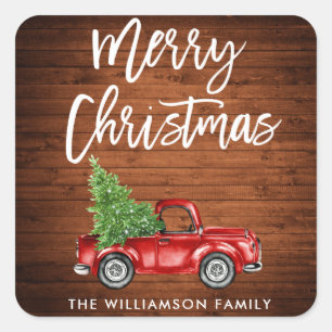 Wood Brush Script Truck Christmas Envelope Seal