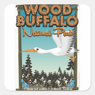 Wood Buffalo National Park travel poster Square Sticker
