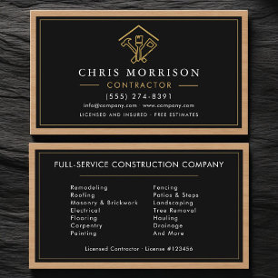 Wood Building Construction Home Improvement Business Card