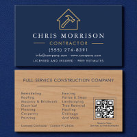 Wood Building Construction Navy Blue Gold QR Code