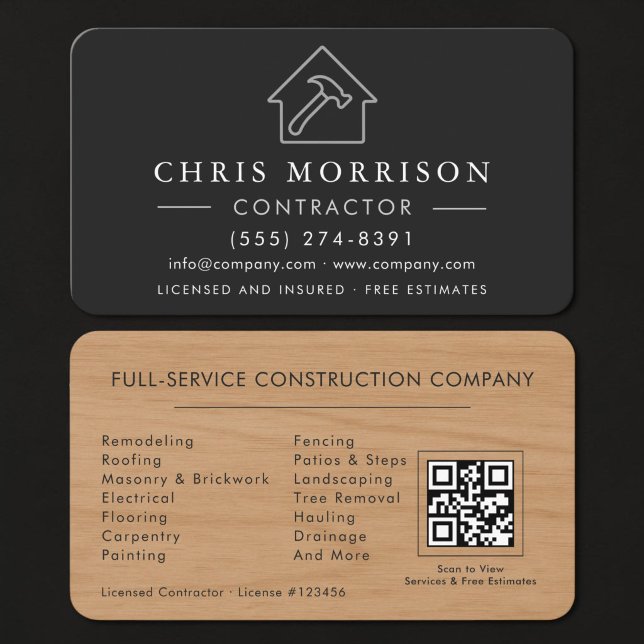 Wood Building Construction QR Code Business Card (Creator Uploaded)