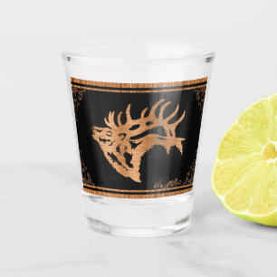 Wood Bull Elk Shot Glass