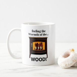 Wood Burner Stove Firewood Warm Coffee Mug