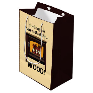 Wood Burner Stove Firewood Warm Medium Gift Bag