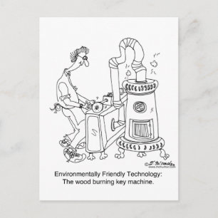 Wood Burning Key Machine Postcard