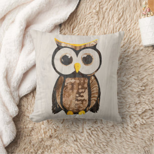 Wood - Cabbage - Owl Cushion
