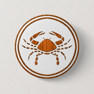 Wood Cancer Zodiac Crab Astrology Sign 6 Cm Round Badge
