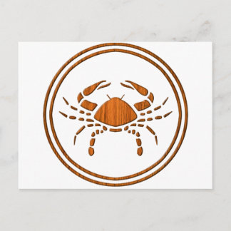 Wood Cancer Zodiac Crab Astrology Sign Postcard