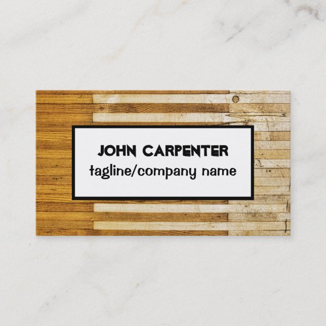 wood carpenter woodworking business card template (Front)