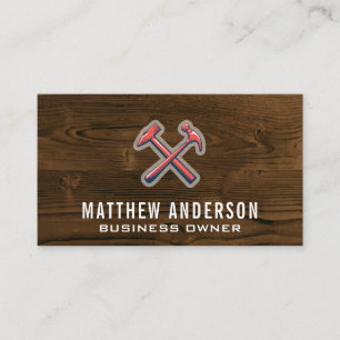 Wood   Carpentry and Hammers Business Card