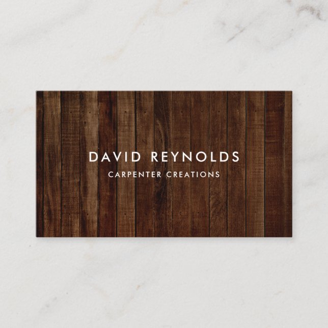 Wood Carpentry Construction Business Card (Front)