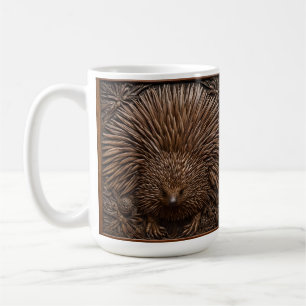 Wood Carved Australian Echidna, Coffee Mug
