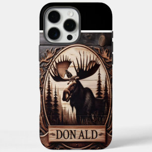 Wood carved Moose Crest iPhone 16 Pro Max Case
