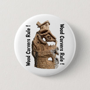 Wood Carvers Rule Fancy Photo Designed Button