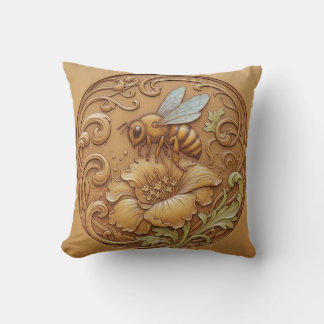 Wood carving effect Throw Cushion