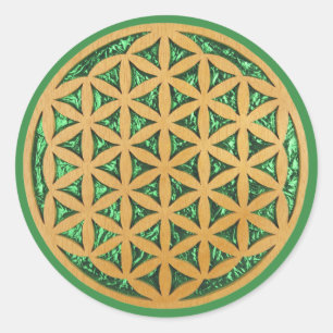 Wood Carving Scroll Saw Art of Flower of Life Classic Round Sticker
