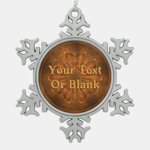 Wood Carving Snowflake Pewter Christmas Ornament